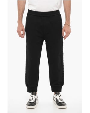 Joggers de color liso con bandas laterales de lana en negro