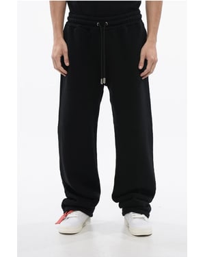 Joggers de algodón cepillado con bordado BANDANA en negro
