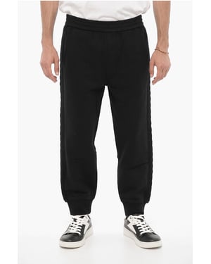 Joggers de color liso con bandas laterales de lana en negro