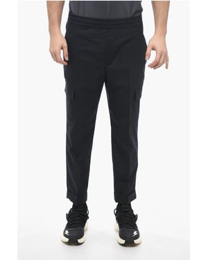 Pantalones cargo REM de mezcla de lana virgen de tiro bajo en azul