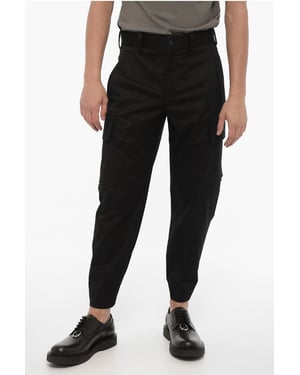 Pantalones cargo FIREMAN de corte holgado con botón en el tobillo en negro