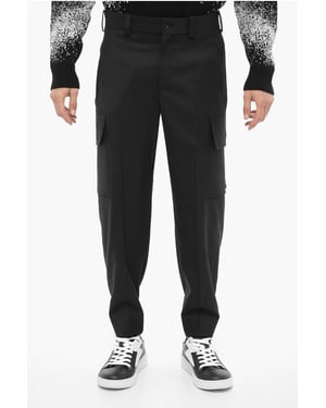 Pantalones cargo FIREMAN de corte holgado con botón en el tobillo en negro