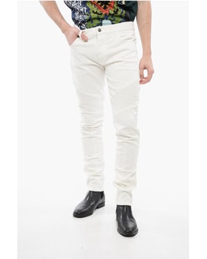 Vaqueros Biker de corte cónico con trabillas para cinturón de 15 cm en blanco