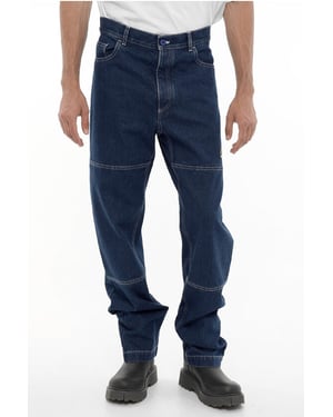 Vaqueros rectos de corte regular con costuras visibles de 21 cm en azul
