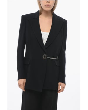 Blazer TORIKO con solapa de pico y cadena con logotipo en negro