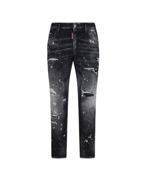 Vaqueros skater con lavado negro y salpicaduras de pintura de Dsquared2