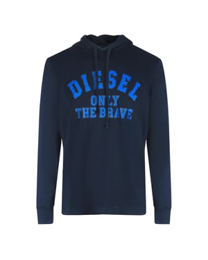 Camiseta azul marino con capucha y logo de Diesel Only The Brave