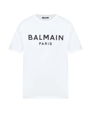 Camiseta blanca con el logotipo de la marca Balmain Paris Bold