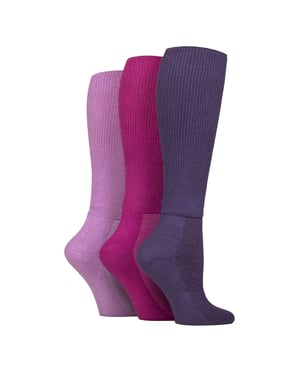 Paquete de 3 pares de calcetines suaves de bambú para mujeres hasta la rodilla, diabéticos