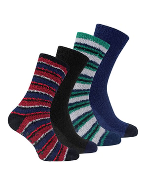 Paquete de 4 calcetines de cama para hombres, suaves y acogedores, con agarre