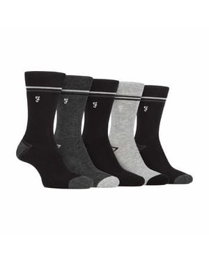 Paquete de 5 calcetines para hombre de bambú con patrón de rayas brillantes