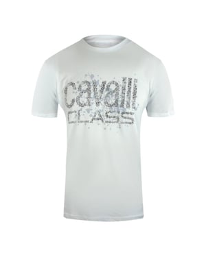 Camiseta Blanca Con El Logotipo Rociado Y Agrietado De Cavalli Class