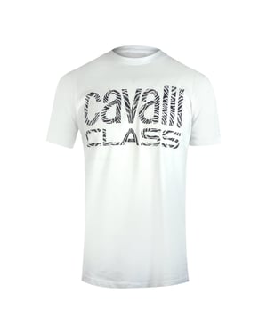 Camiseta Blanca Con Estampado De Cebra Llamativo De Cavalli Class