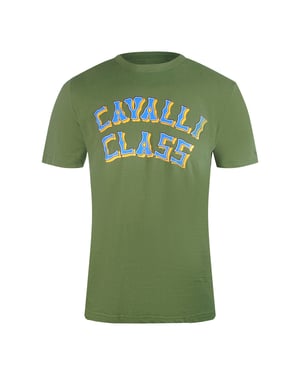 Camiseta Verde Militar Con Logo En Capas De Cavalli Class