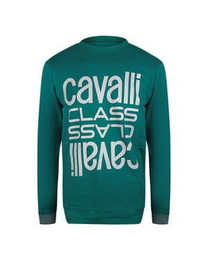 Sudadera De Cuello Redondo Cavalli Class Bold Multi Logo Green Ottanio