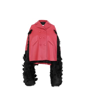 Chaqueta tipo capa de cuero con ribete de piel sintética de Maison Margiela