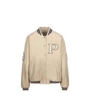 Chaqueta universitaria de cuero acolchado de Prada