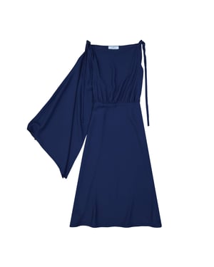 Vestido midi acampanado de una manga de Prada