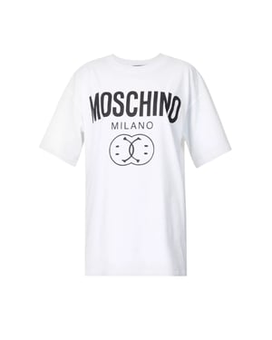 Camiseta Blanca Con Doble Sonrisa De Moschino