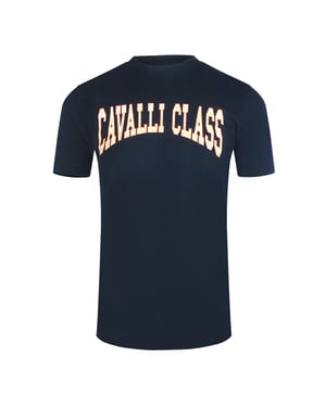 Camiseta Azul Marino Con El Logotipo Universitario De Cavalli Class
