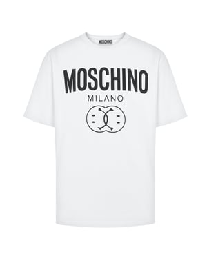 Camiseta Blanca Con El Logo De Doble Cara Sonriente De Moschino Milano