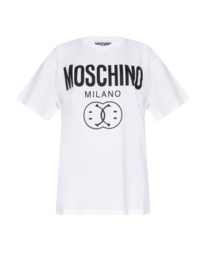 Camiseta Extragrande Blanca Con Doble Sonrisa De Moschino