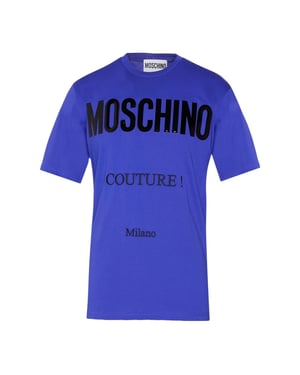 Camiseta Azul Con Logo Brillante De Moschino Couture