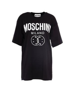 Camiseta Extragrande Negra Con Doble Sonrisa De Moschino