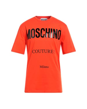 Camiseta Naranja Con Logo Brillante De Moschino Couture