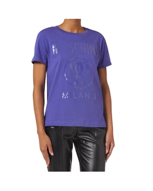 Camiseta Morada Con Doble Signo De Interrogación De Moschino