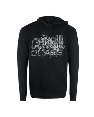 Sudadera Negra Con Capucha Cavalli Class Cracked Sprayed Logo