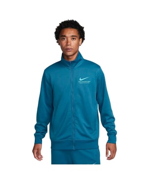 Chaqueta Deportiva Azul Con Cremallera Y Marca Nike En La Espalda