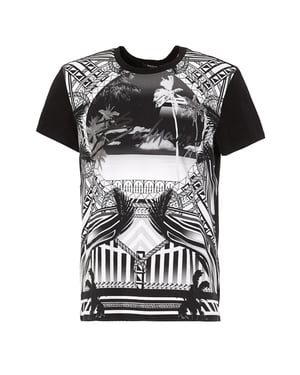Camiseta Negra Con El Logotipo De Balmain Resort