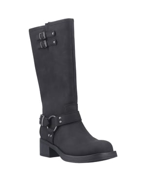 Botas de caña alta negras con tacón para mujer de imitación cuero Rocket Dog Nash
