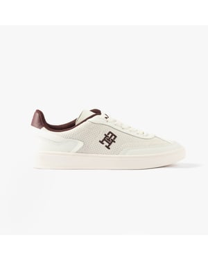 Zapatillas Tommy Hilfiger Th Heritage para mujer, blanco/borgoña terciopelo