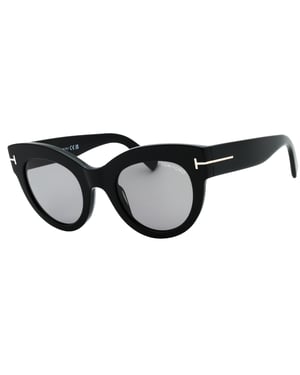 Gafas De Sol Tom Ford Lucilla Con Montura Gruesa, Lentes De Espejo Ahumadas Y Negro Brillante