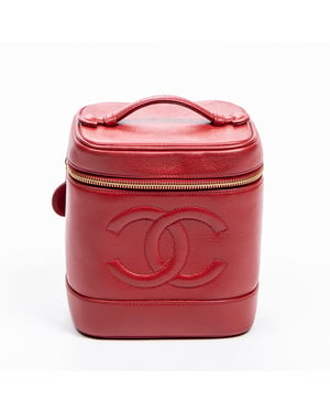 Chanel CC Vanity Case  en Rojo Piel de becerro