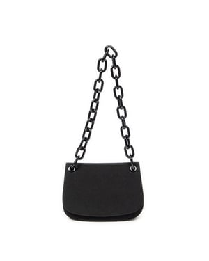 Prada Lucite Chain Shoulder Flap  en Negro Lienzo