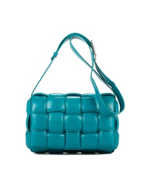 Bottega Veneta Cassette Flap Chain Maxi en Turquesa Piel de becerro