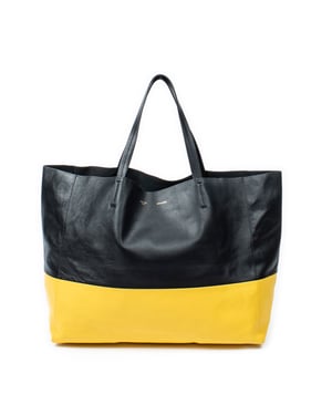 Celine Bicolor Horizontal Cabas Tote  en Negro/Amarillo Piel de becerro