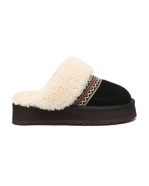 EVER AU Australia Mujeres Pantuflas de Plataforma de Punto con Piel de Oveja Crake