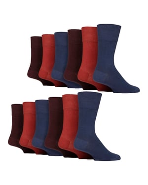 12 Pares de Calcetines para Hombre Gentle Grip Top Diabéticos | Calcetines de Algodón No Elásticos