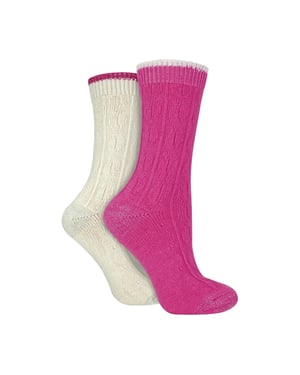 Paquete de 2 calcetines para mujer con trenzado en el talón y la puntera