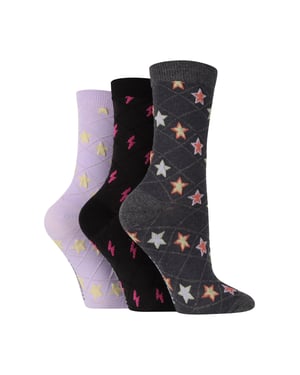 Paquete de 3 calcetines de algodón de textura de moda para mujeres