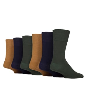 Paquete de 6 calcetines de algodón diabéticos para hombres sin elasticidad con punta sin costuras
