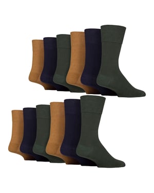 12 Pares de Calcetines Diabéticos para Hombre con Sujeción Suave | Calcetines de Algodón sin Elastano