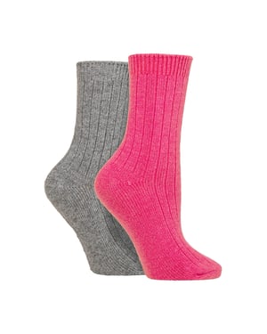 Paquete de 2 pares de calcetines de cama de lana de cachemira para mujeres para dormir