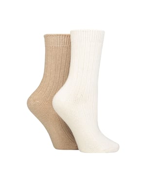 Paquete de 2 calcetines de cama de cachemira y lana para mujeres para dormir