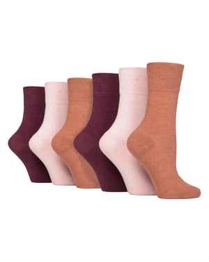 Paquete de 6 calcetines diabéticos para mujeres de algodón sin elasticidad con punta sin costuras