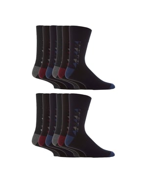 12 Pares de Calcetines de Hombre con Sujeción Suave y Tope Suelto | Calcetines Extra Anchos Sin Elasticidad
